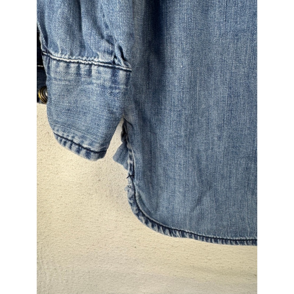 Current Elliott Denim Shirt Womens Blue Lt Wash Button Down Western Distressed - Picture 3 of 12